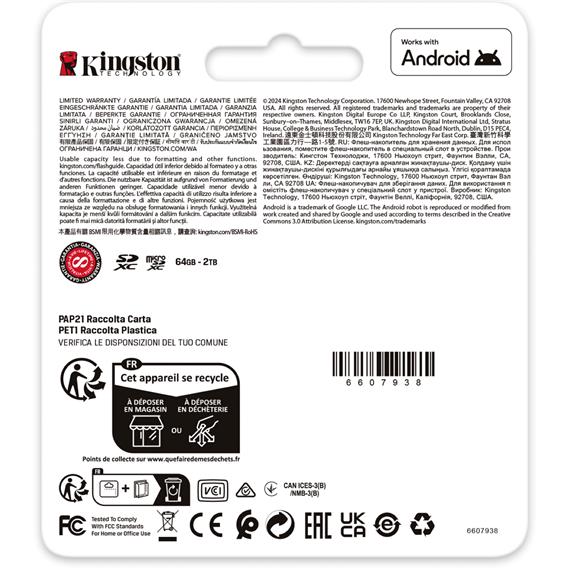Memoria SD Micro SDXC 128GB Kingston Gen 4 200mb/s V30+ Adaptador Canvas Go Plus SDCG4