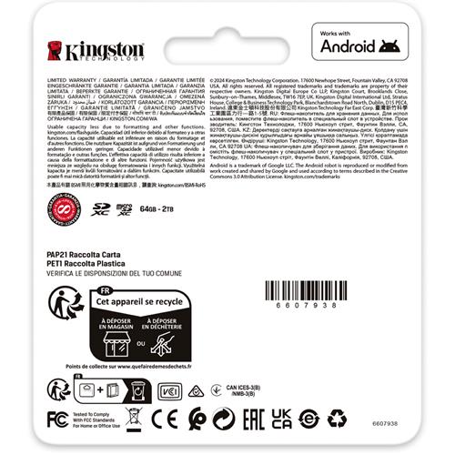 Memoria SD Micro SDXC 128GB Kingston Gen 4 200mb/s V30+ Adaptador Canvas Go Plus SDCG4