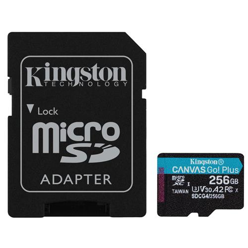 Memoria SD Micro SDXC 256GB Kingston Gen 4 200mb/s V30+ Adaptador Canvas Go Plus SDCG4
