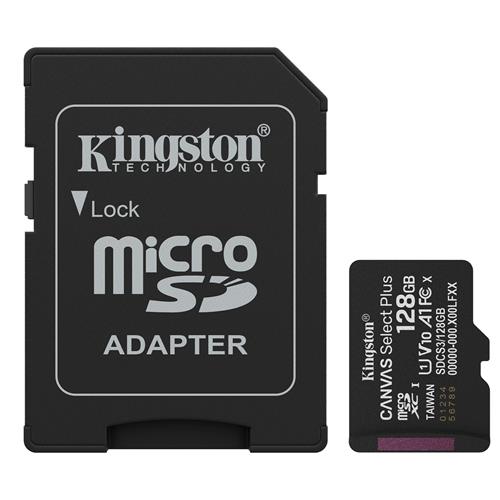 Memoria Micro SDXC 128GB Kingston Class 10 + Adaptador Canvas Select Plus 150mb/s