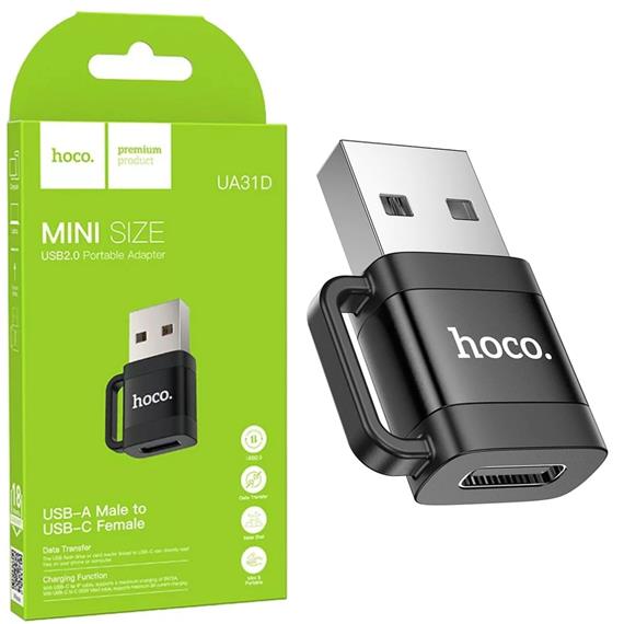 Adaptador USB-A a USB-C Negro Hoco UA31D