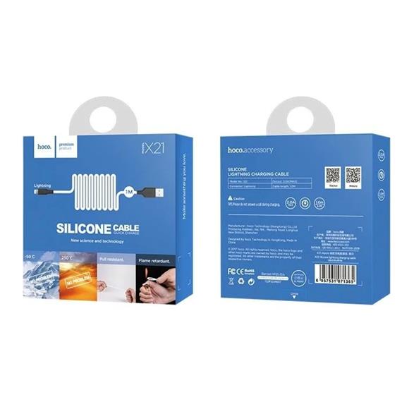 Cable USB a Lightning 1 metro Hoco X21 Ultra Resistente Blanco