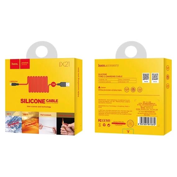 Cable USB a Lightning 1 metro Hoco X21 Ultra Resistente Rojo