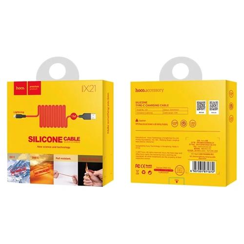 Cable USB a Lightning 1 metro Hoco X21 Ultra Resistente Rojo