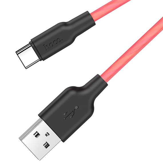 Cable USB a USB-C 1 metro Hoco X21 Ultra Resistente Rojo