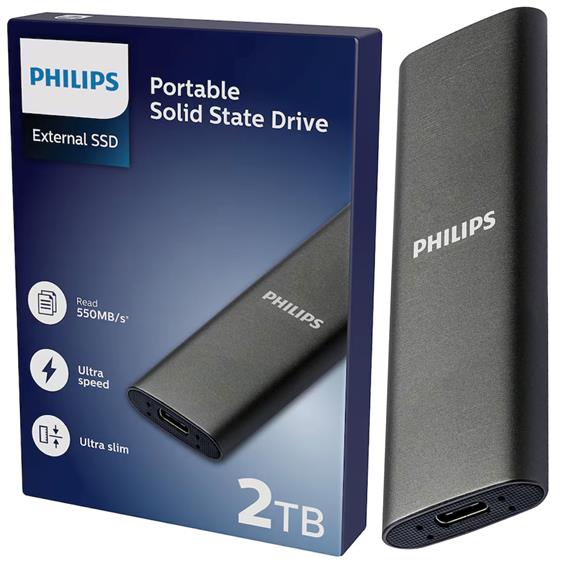 Disco SSD Externo Philips 2TB  Ultra Speed Space Grey
