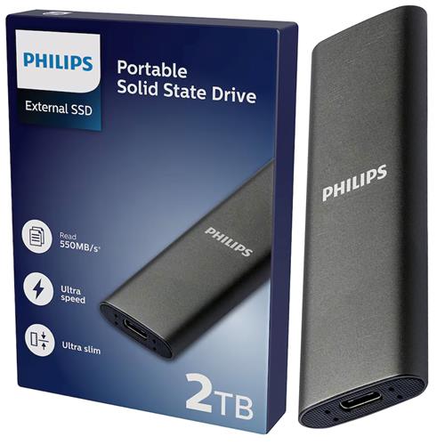 Disco SSD Externo Philips 2TB  Ultra Speed Space Grey