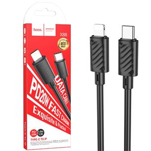 Cable USB-C a LIGHTNING 20W 1 metro 3 amp Hoco X88 Negro