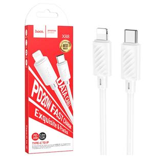 Cable USB-C a LIGHTNING 20W 1 metro 3 amp Hoco X88 Blanco
