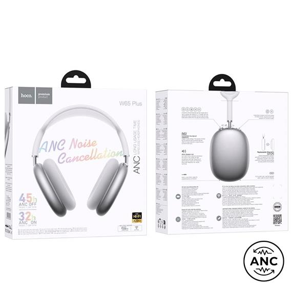 Hoco W65 Plus Happy ANC BT Headphones Silver