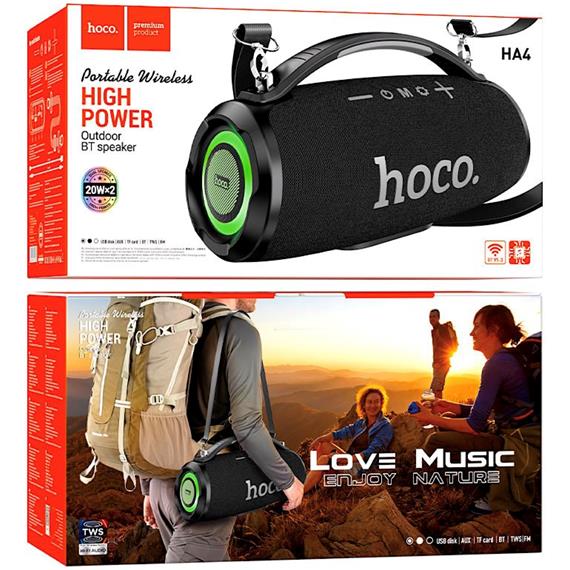 Hoco HA4 Altavoz Bluetooth 40W con Luces RGB Negro