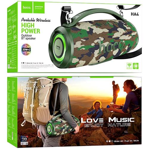 Hoco HA4 Altavoz Bluetooth 40W con Luces RGB Camuflaje