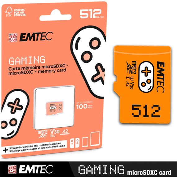 Memoria Micro SDXC 512GB Emtec UHS-I U3 V30 A1 Gaming