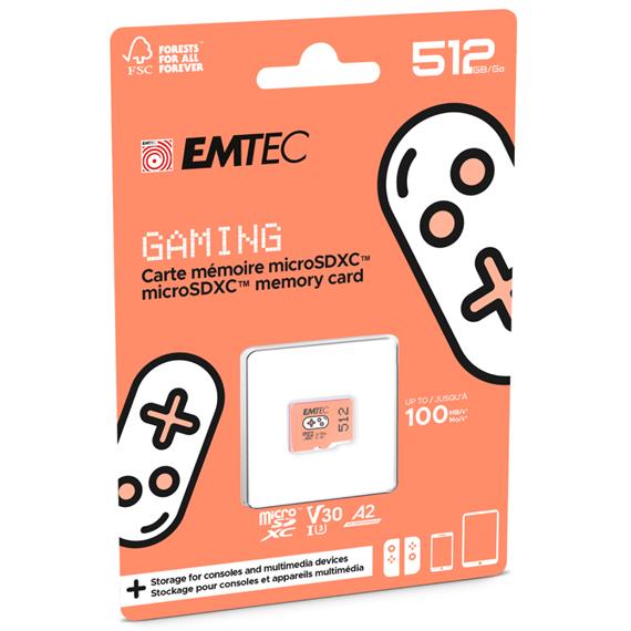 Memoria Micro SDXC 512GB Emtec UHS-I U3 V30 A1 Gaming