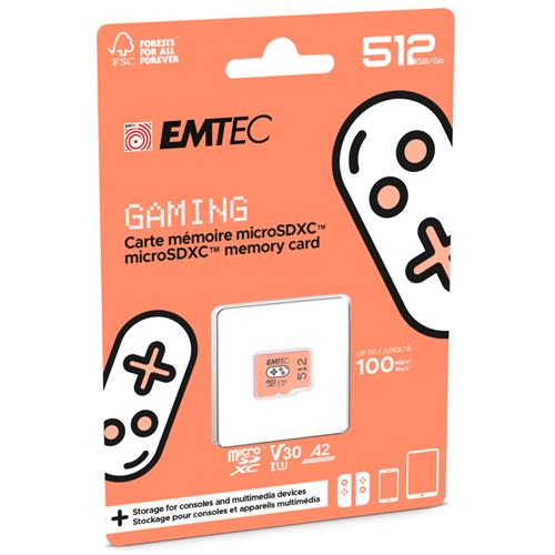 Memoria Micro SDXC 512GB Emtec UHS-I U3 V30 A1 Gaming