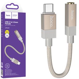 Hoco UPA32C Adaptador USB-C a Jack 3.5mm Dorado
