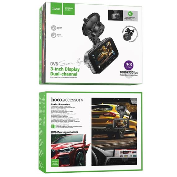 Hoco DV6 Cámara de Coche DashCam Full HD con cámara trasera