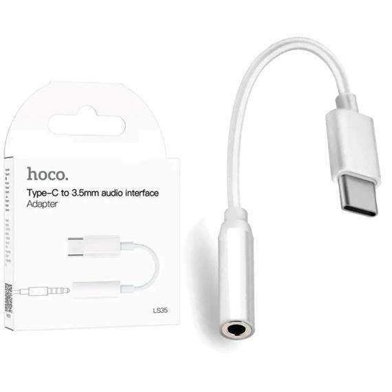 Adaptador USB-C a Jack 3.5mm Hoco LS35 Blanco