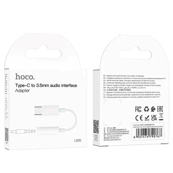 Adaptador USB-C a Jack 3.5mm Hoco LS35 Blanco