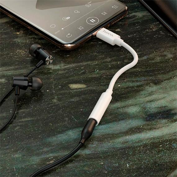 Adaptador USB-C a Jack 3.5mm Hoco LS35 Blanco