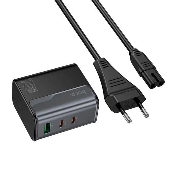 Cargador USB-A y USB-C Hoco CS76A PD70W Negro