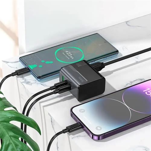 Cargador USB-A y USB-C Hoco CS76A PD70W Negro
