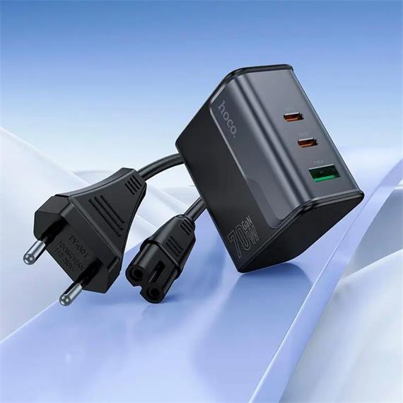 Cargador USB-A y USB-C Hoco CS76A PD70W Negro