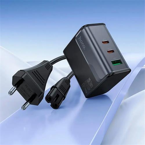 Cargador USB-A y USB-C Hoco CS76A PD70W Negro