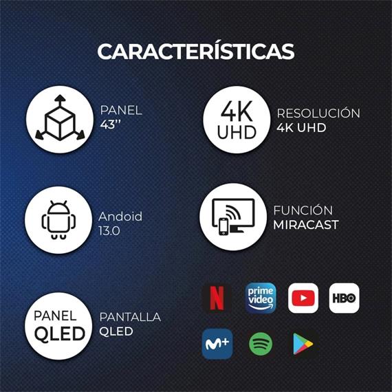 Televisor 43" Hyundai QLED HTV4300QUA UHD 4K Smart Tv Wifi