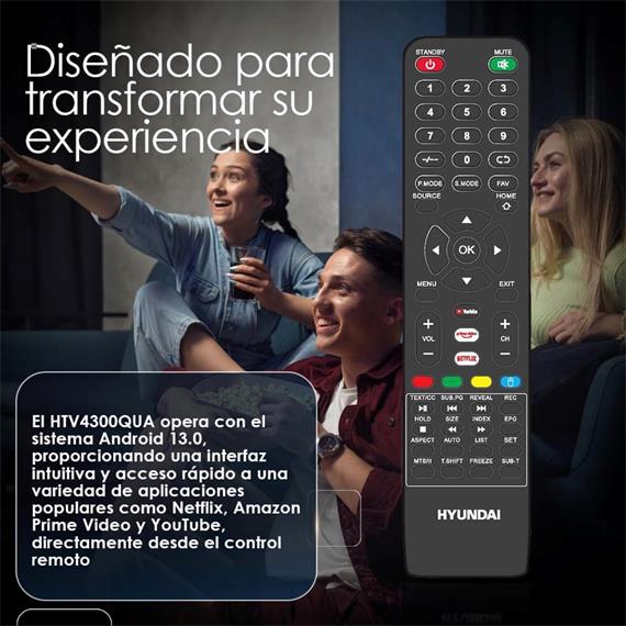 Televisor 43" Hyundai QLED HTV4300QUA UHD 4K Smart Tv Wifi