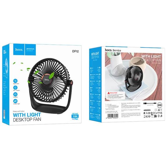 Borofone DBF02 Ventilador Sobremesa Recargable con Luz de Ambiente