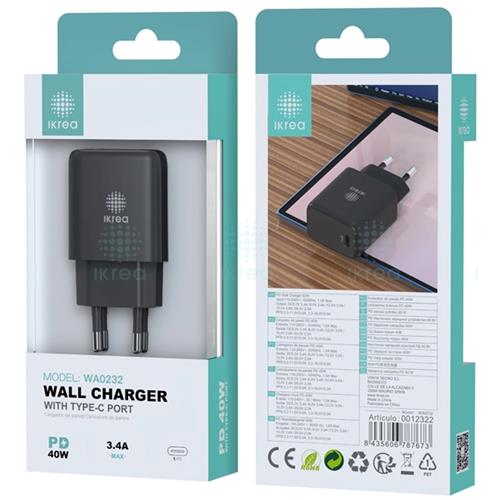 Cargador USB-C 40W sin Cable Ikrea WA0245