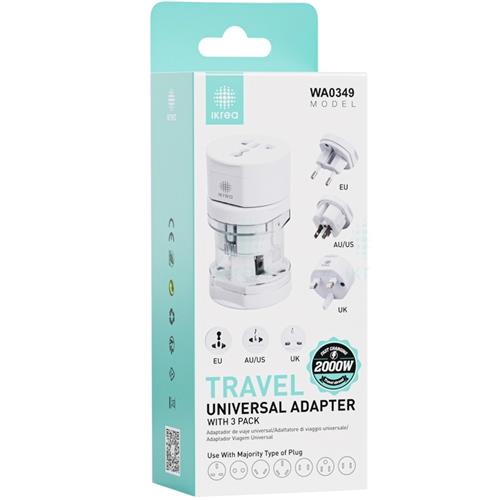Adaptador de Viaje Universal 3 in 1 EU/AU/AS/UK Ikrea WA0349