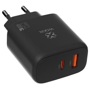Cargador de Pared PD+QC UsbA+UsbC GaN 65W  Woox MX0094