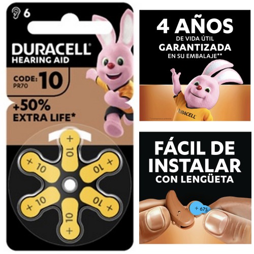 Duracell DA-10 Pila Audífono PR70 6 PCS