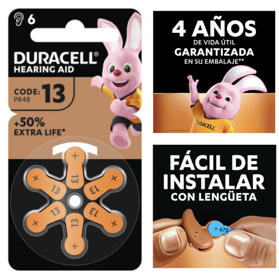 Duracell DA-13 Pila Audífono PR48 6 PCS