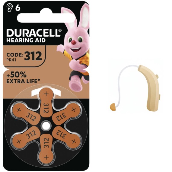 Duracell DA-312 Pila Audífono PR41 6 PCS