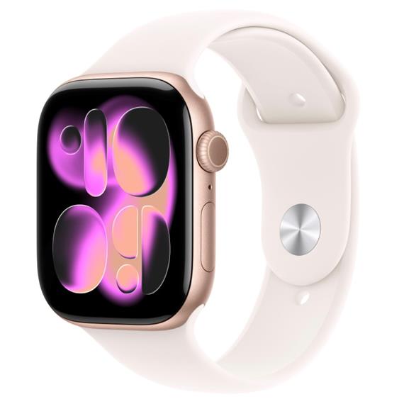 Apple Watch Series 11 GPS 46mm Rose Gold Aluminium Case Light Blush Sport Band S/M (MEV64QL/A)