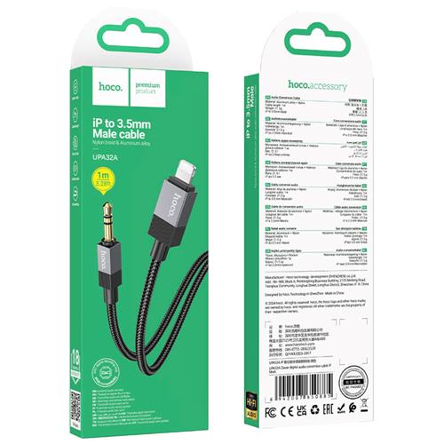 Hoco UPA32A Cable Lightning a Jack 3.5mm 1 metro Negro