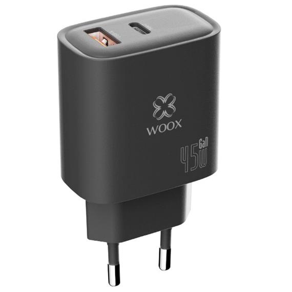 Cargador USB-A y USB-C GaN 45W Woox MX0091
