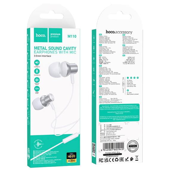 Hoco M110 Auriculares con Micrófono y Clavija 3.5mm Silver