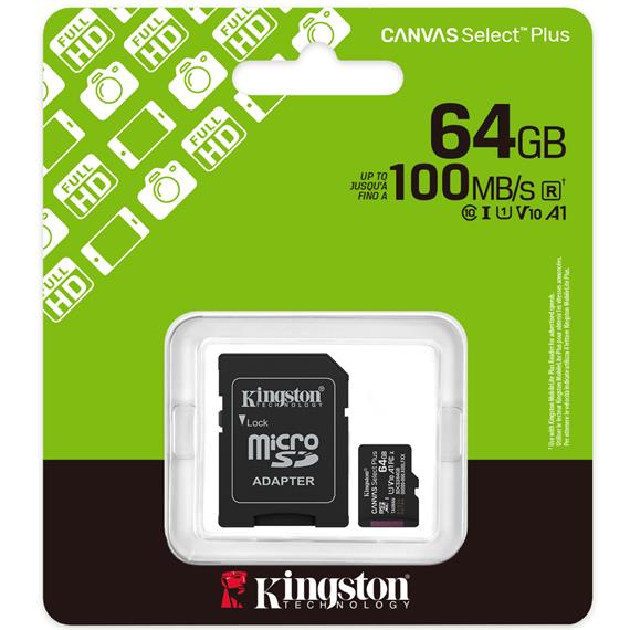 Memoria Micro SDHC 64GB Kingston 100MB/s SDCS3/64GB