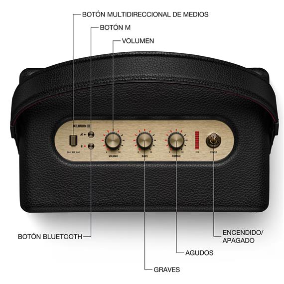 Marshall Kilburn III Altavoz Bluetooth Recargable Black & Brass