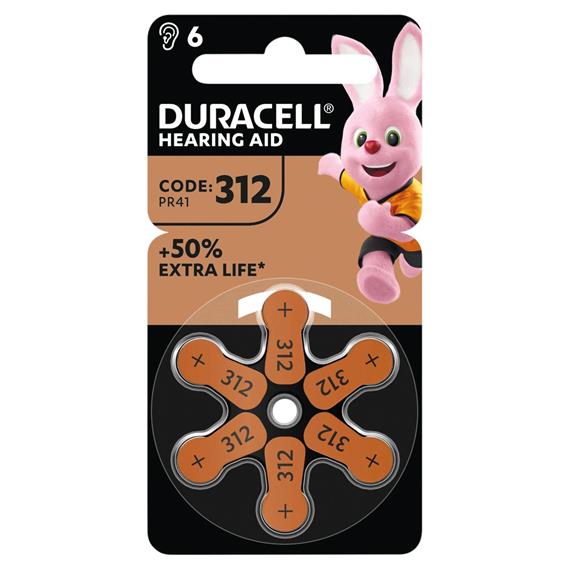 Duracell DA-312 Pila Audífono PR41 6 PCS