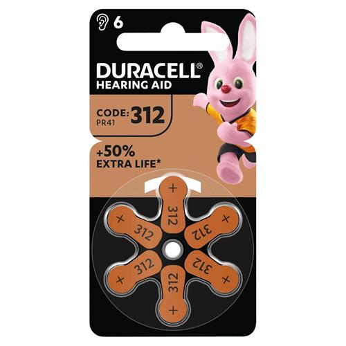 Duracell DA-312 Pila Audífono PR41 6 PCS