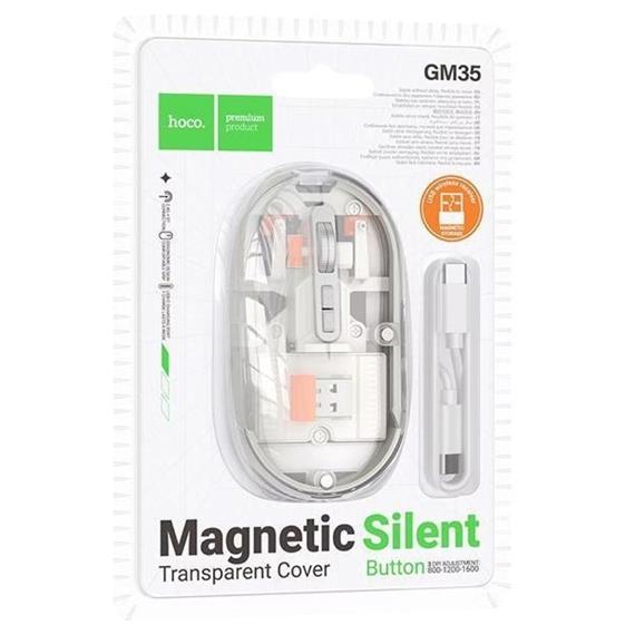 Hoco GM35 Ratón Inalámbrico 2.4G y Bluetooth Recargable Silencioso Blanco
