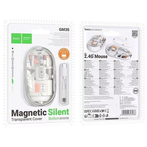 Hoco GM35 Ratón Inalámbrico 2.4G y Bluetooth Recargable Silencioso Blanco