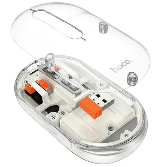 Hoco GM35 Ratón Inalámbrico 2.4G y Bluetooth Recargable Silencioso Blanco