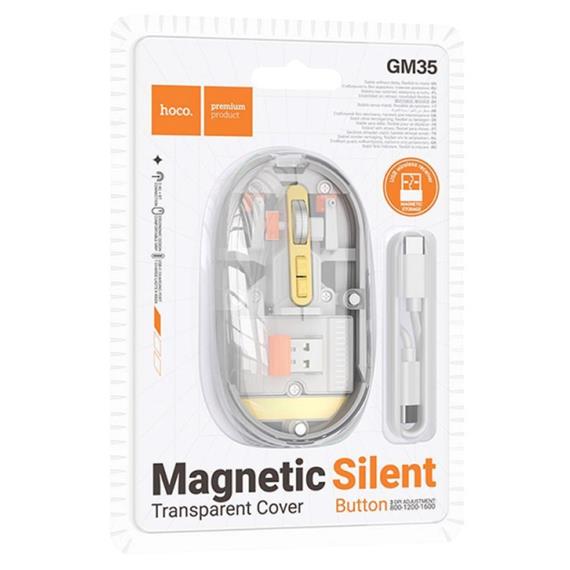 Hoco GM35 Ratón Inalámbrico 2.4G y Bluetooth Recargable Silencioso Gris