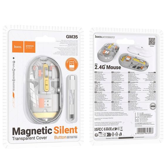 Hoco GM35 Ratón Inalámbrico 2.4G y Bluetooth Recargable Silencioso Gris